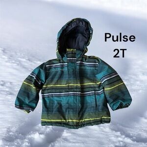 ❄️Pulse Kids Puffer Jacket - Teal and Lime Accents